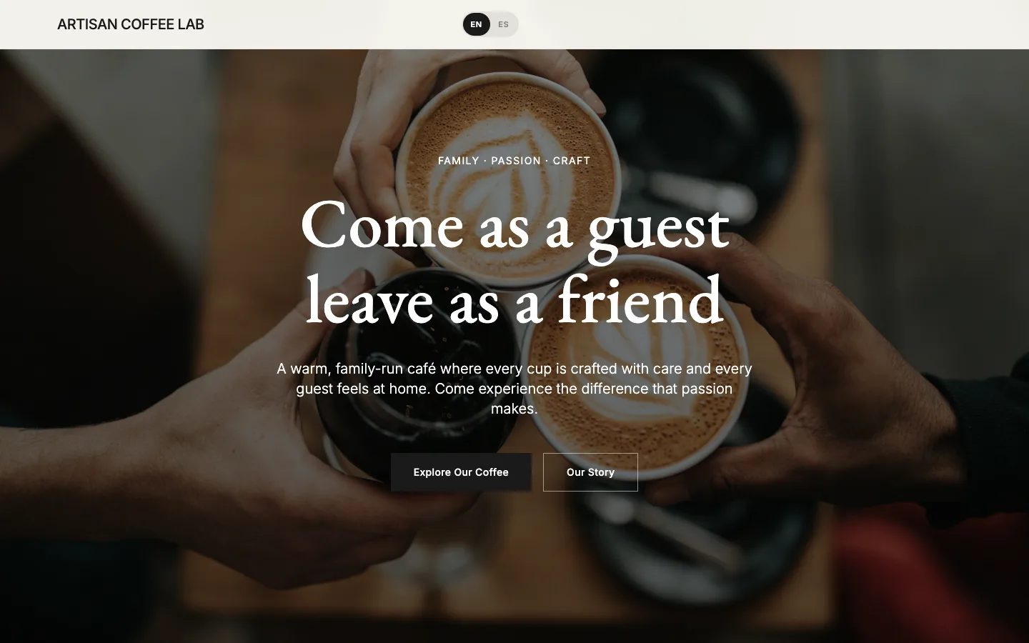 Artisan Coffee Lab website preview