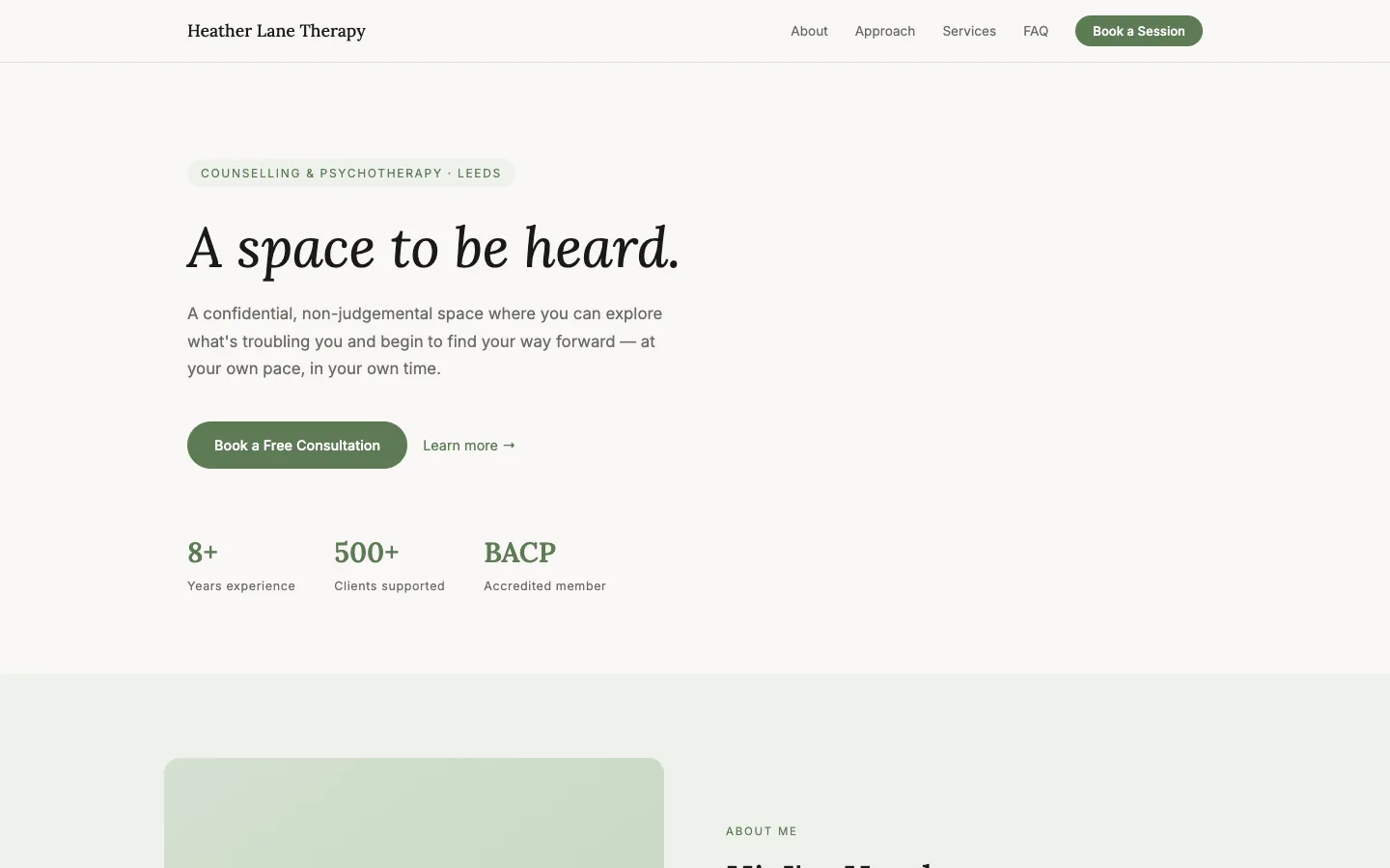 Heather Lane Therapy website preview
