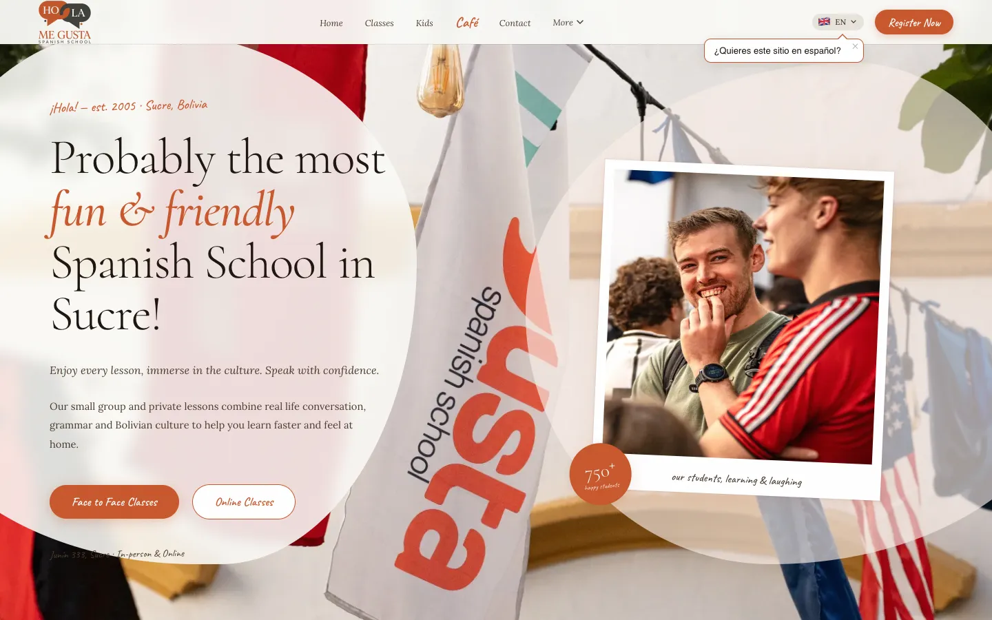Me Gusta Spanish School website preview